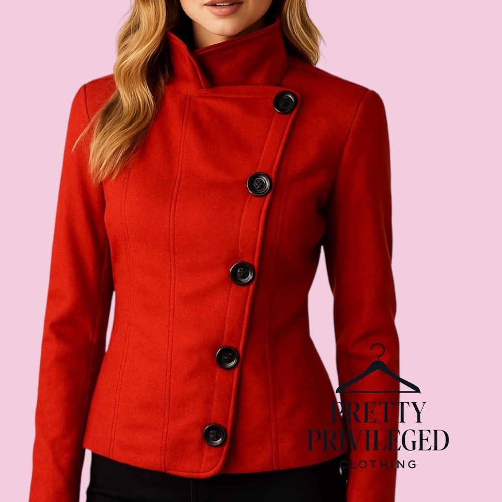 Akris Punto Bold Red Pea Coat